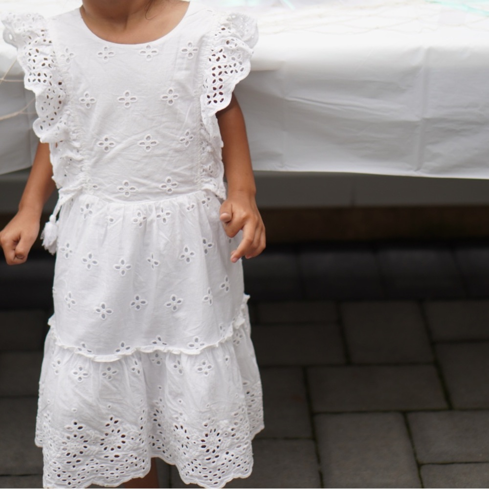 Little girl white dress spring Easter
